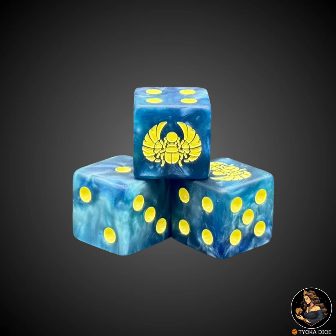 Single Angkor Phalanx die – Matte Blue with aged white