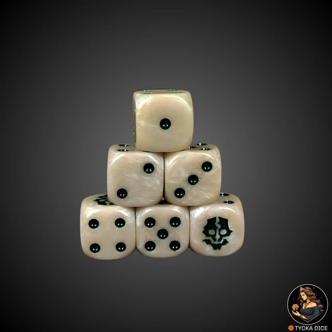 Bone Legionnaires collectible dice – marble-effect bone white