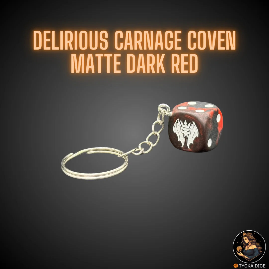 Keychain – matte dark red and black resin die – vampiric horror style