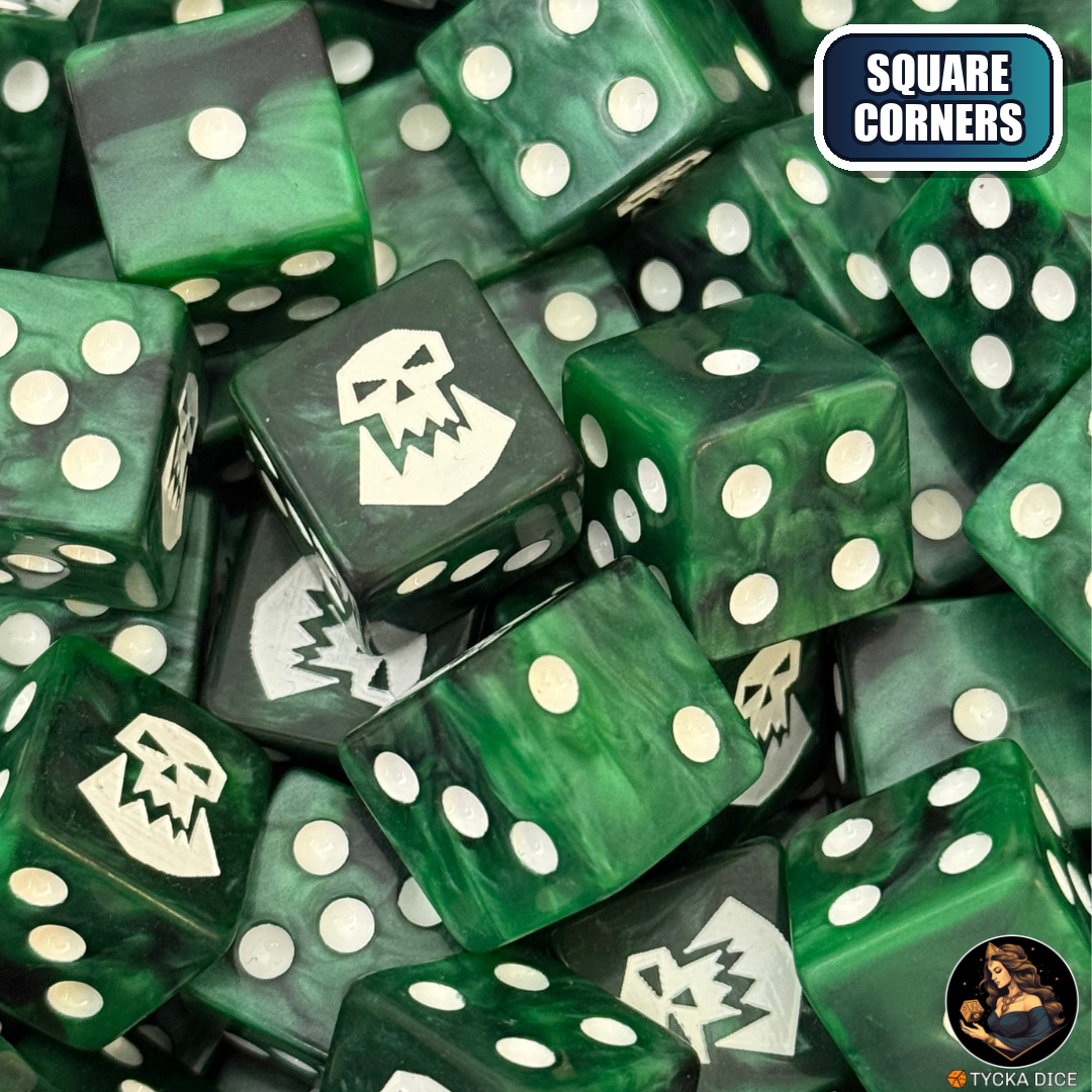 Green Horde Smashers Dice Set — wargame dice, square corners | TYCKA DICE