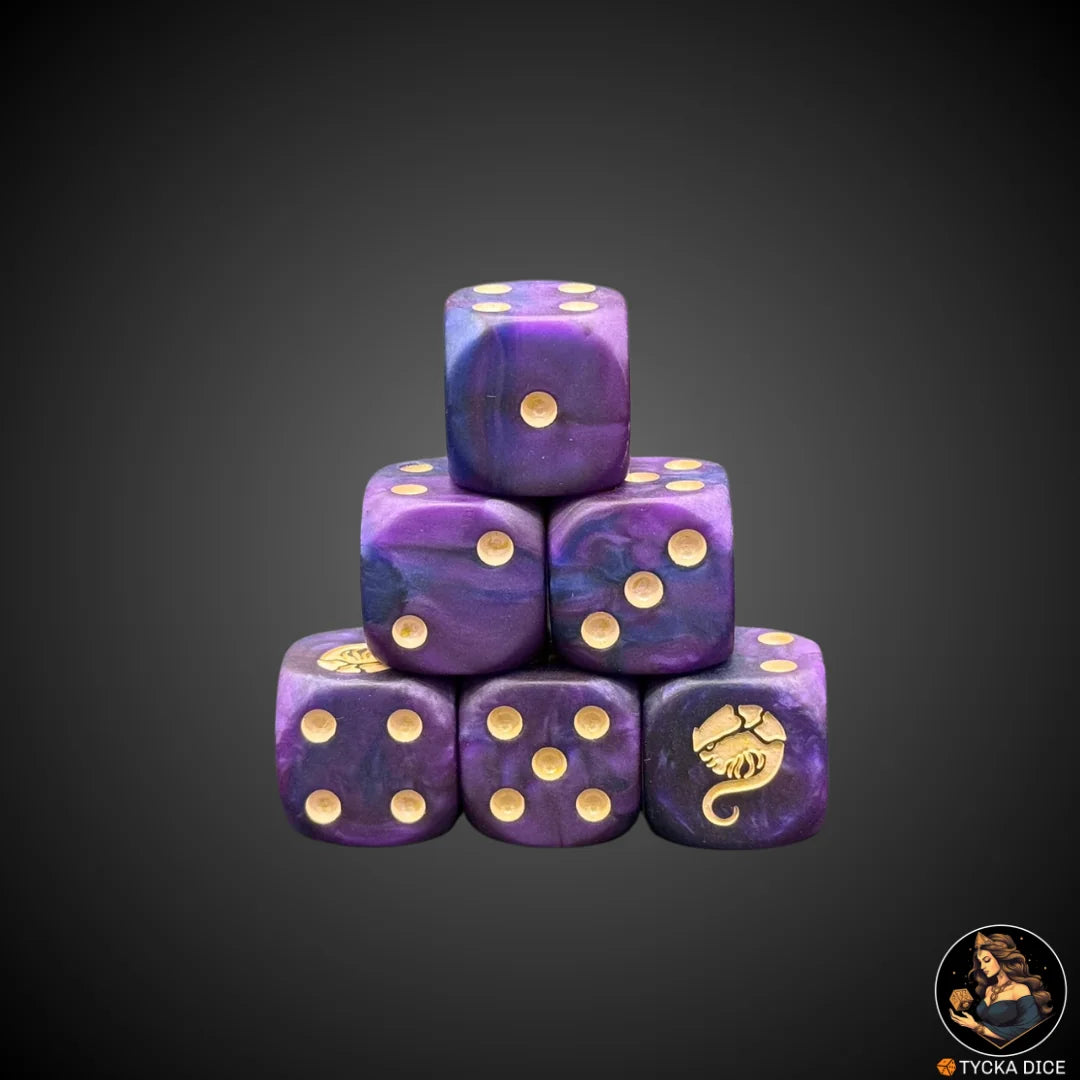 Hungry Colony dice – collectible matte purple alien-themed set