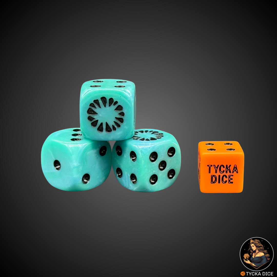 20mm collectible dice – marbled ice blue – frost ogre theme
