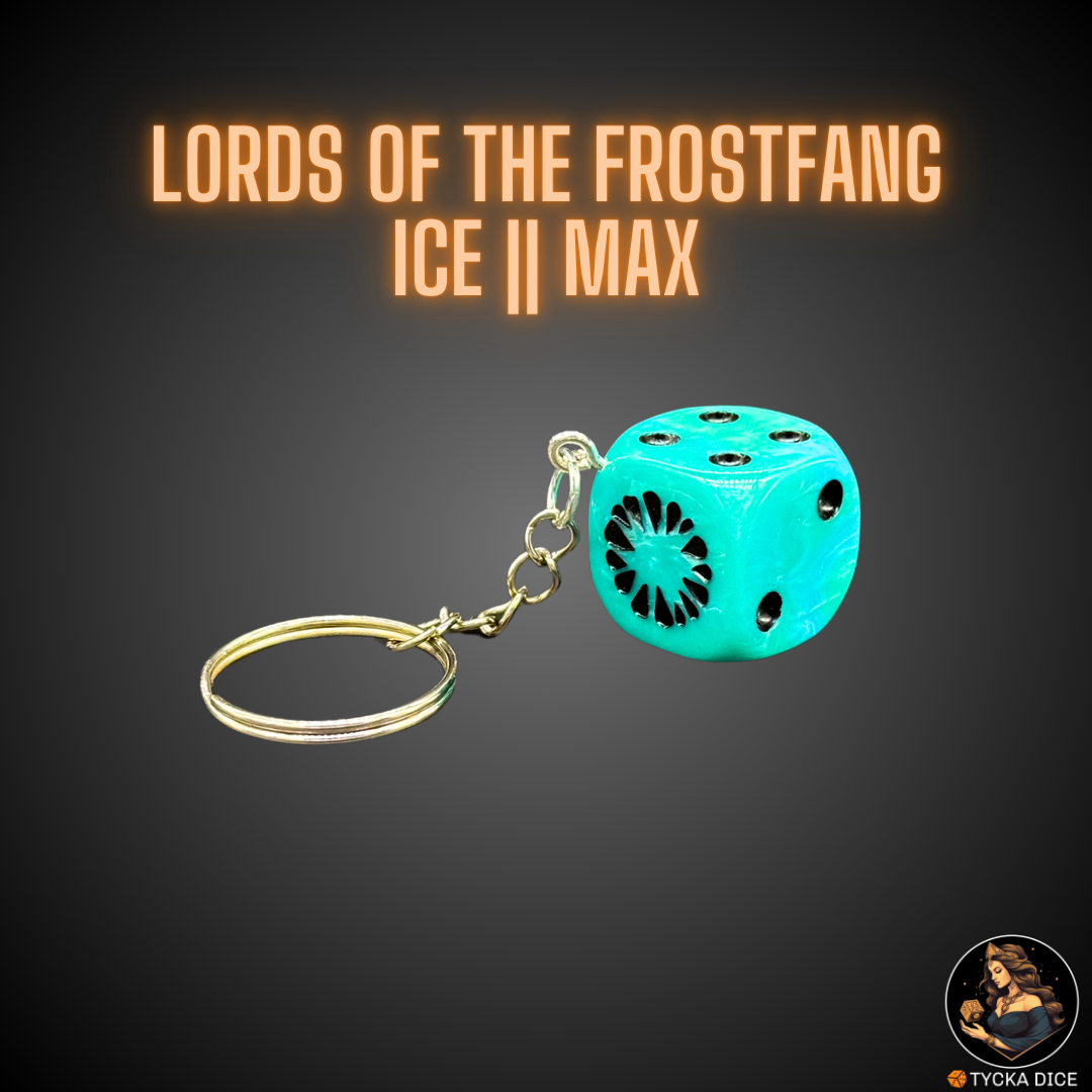Keychain – 20mm ice blue die – frost brute collectible style