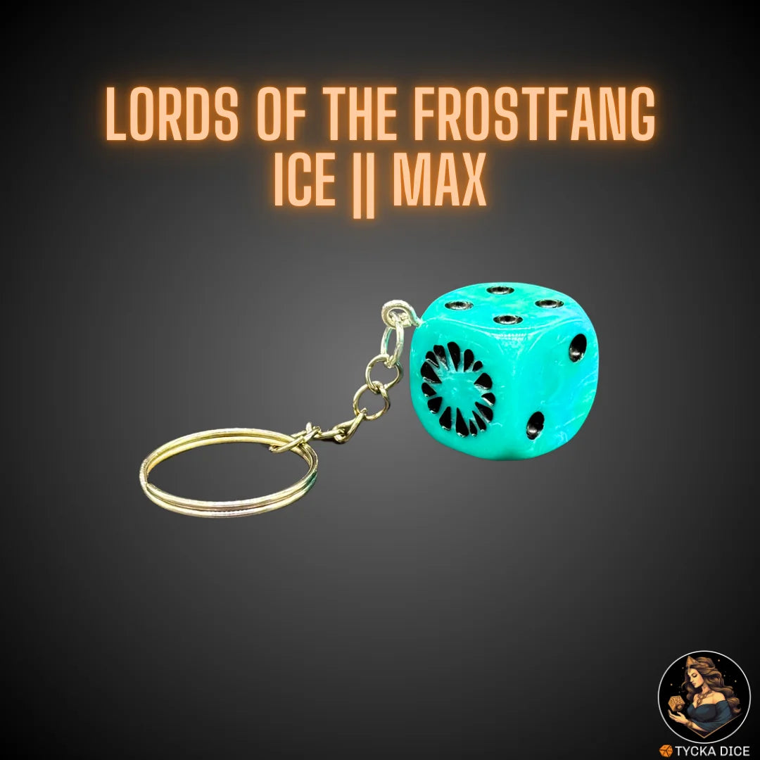 Keychain – 20mm ice blue marbled resin die – frost ogre style