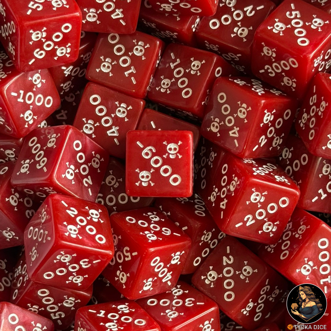 Marbled Resin Counter Dice — Compatible with One Piece TCG | +1000 to +6000 & -1000 to -6000 (Set of 12)