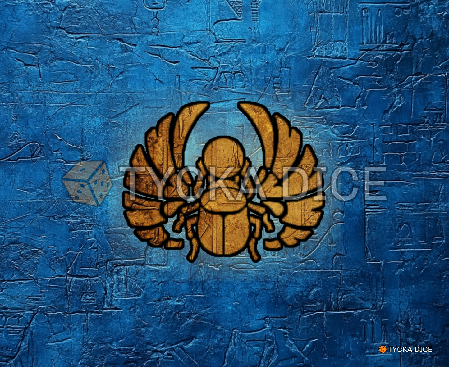 Interchangeable WarMat for TYCKA DICE tray featuring Angkor Phalanx in matte blue design