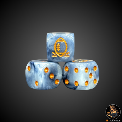 Blue Grey with Gold Engraving d6