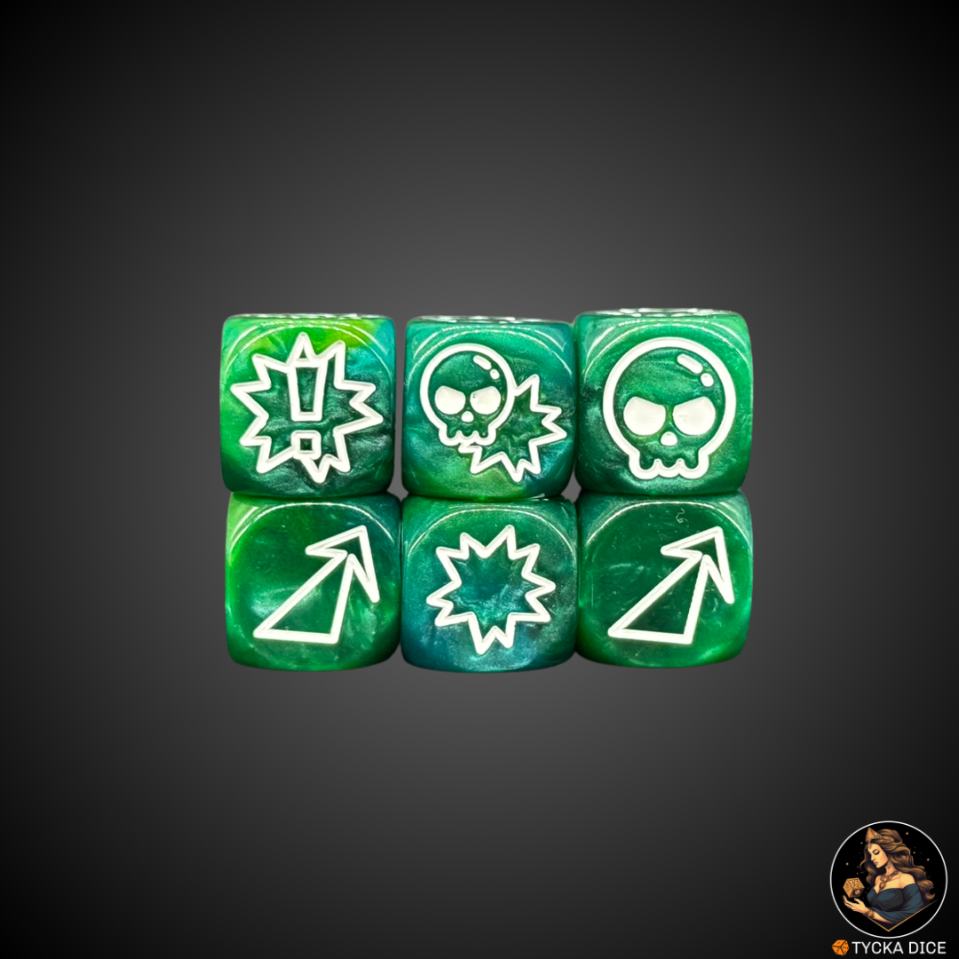 Forest Green with White Engraving action-themed d6