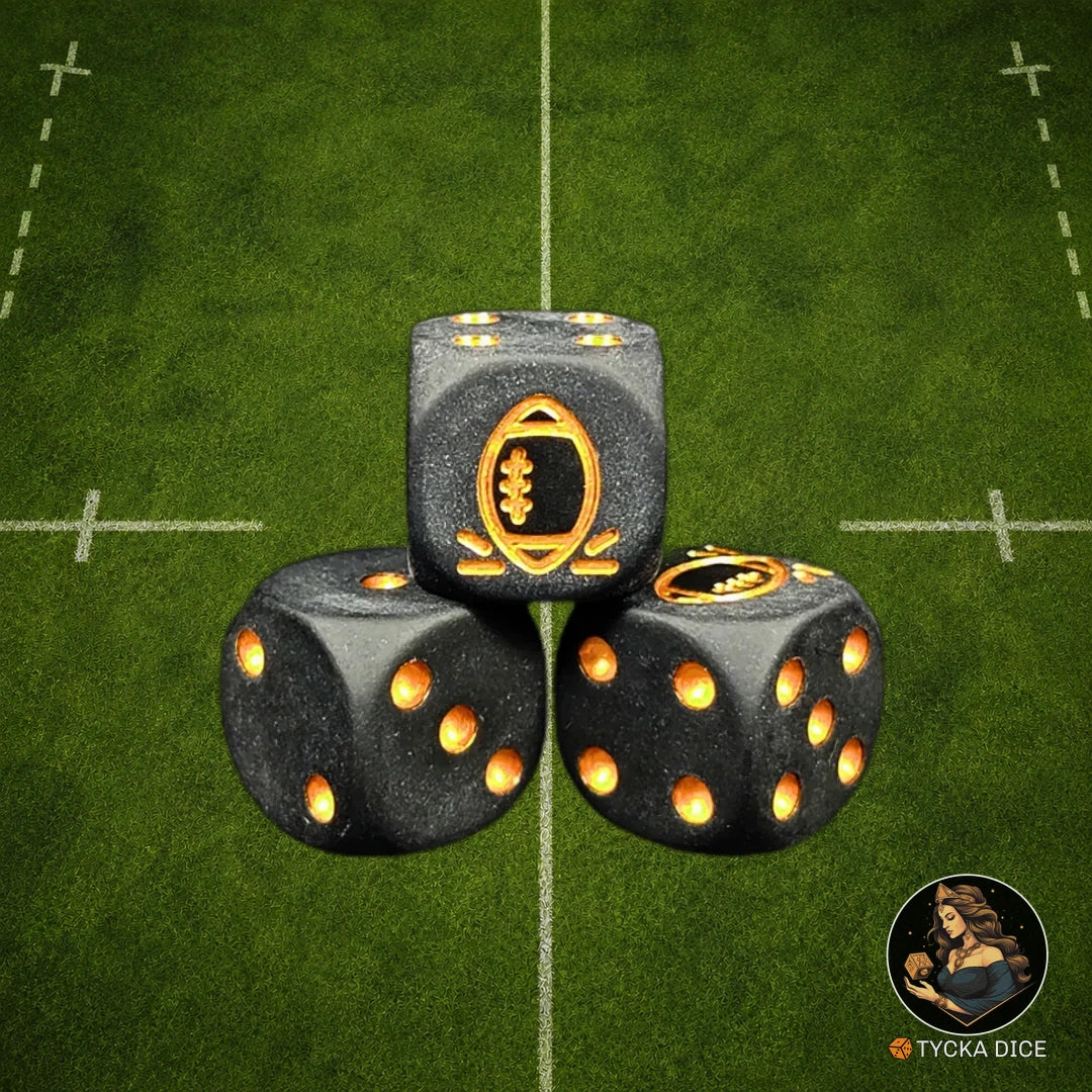Fantasy Football Dice Matte Black with Gold - D6 Dice | TYCKA DICE