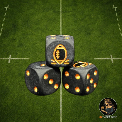 Fantasy Football Dice Matte Black with Gold - D6 Dice | TYCKA DICE