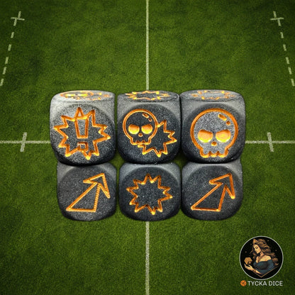 Fantasy Football Dice Matte Black with Gold - Attack Dice | TYCKA DICE