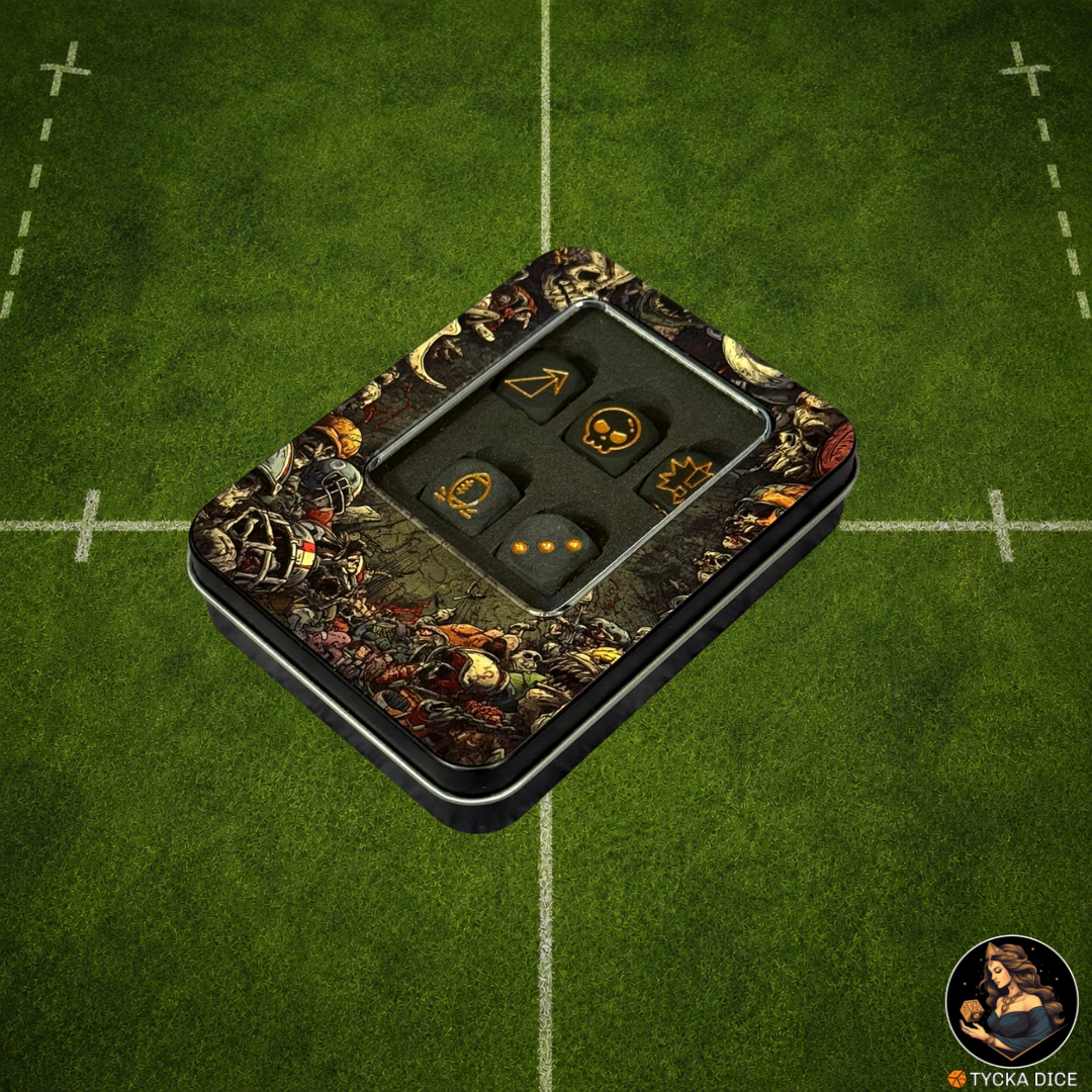 Fantasy Football Dice Matte Black with Gold - Coach's Box | TYCKA DICE