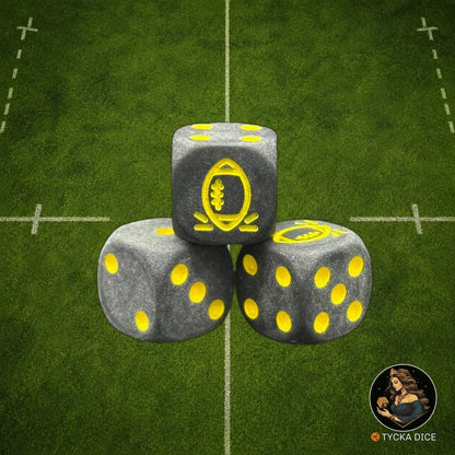 Fantasy Football Dice Matte Black with Yellow - D6 Dice | TYCKA DICE