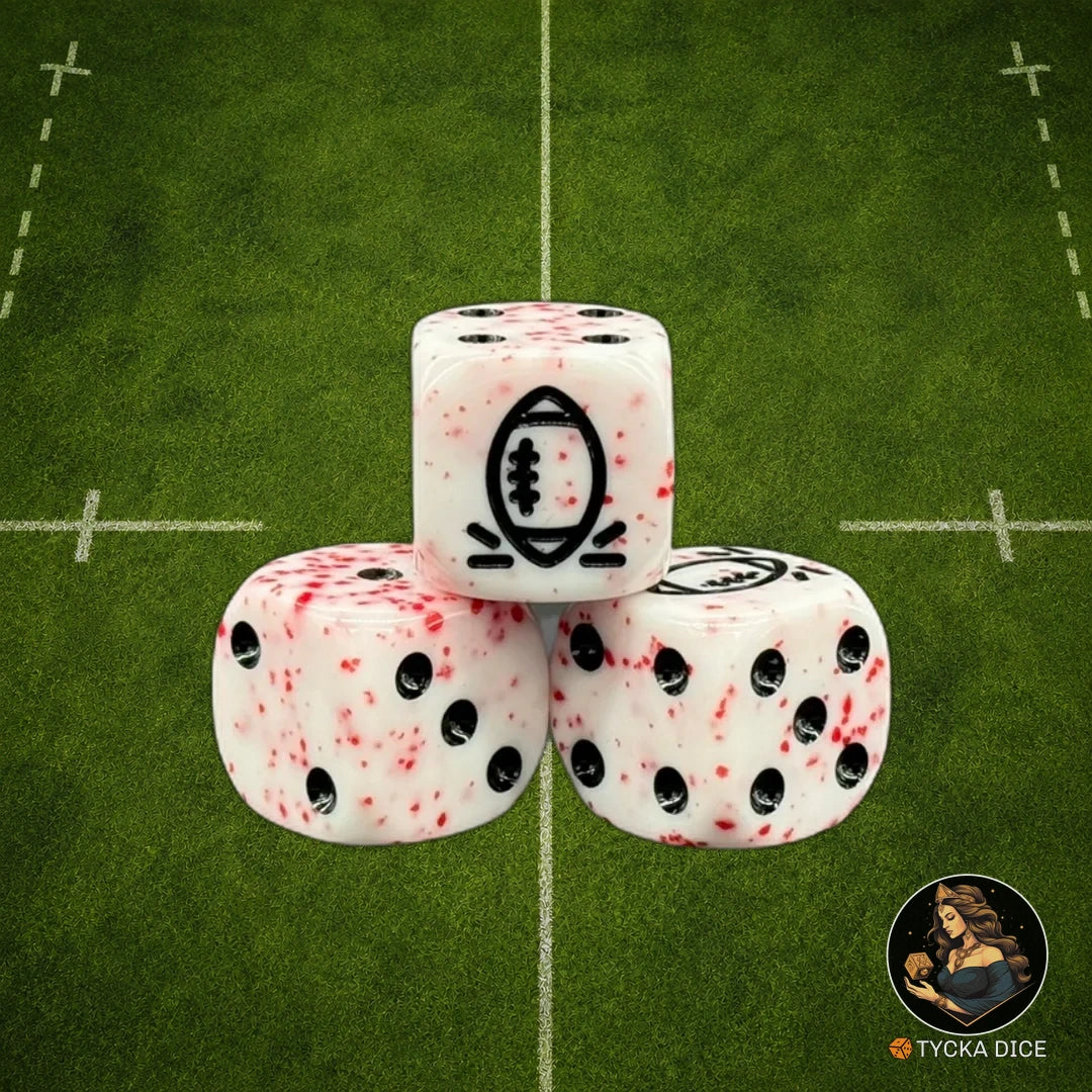 Fantasy Football Dice White Bloodspatter - D6 Dice | TYCKA DICE