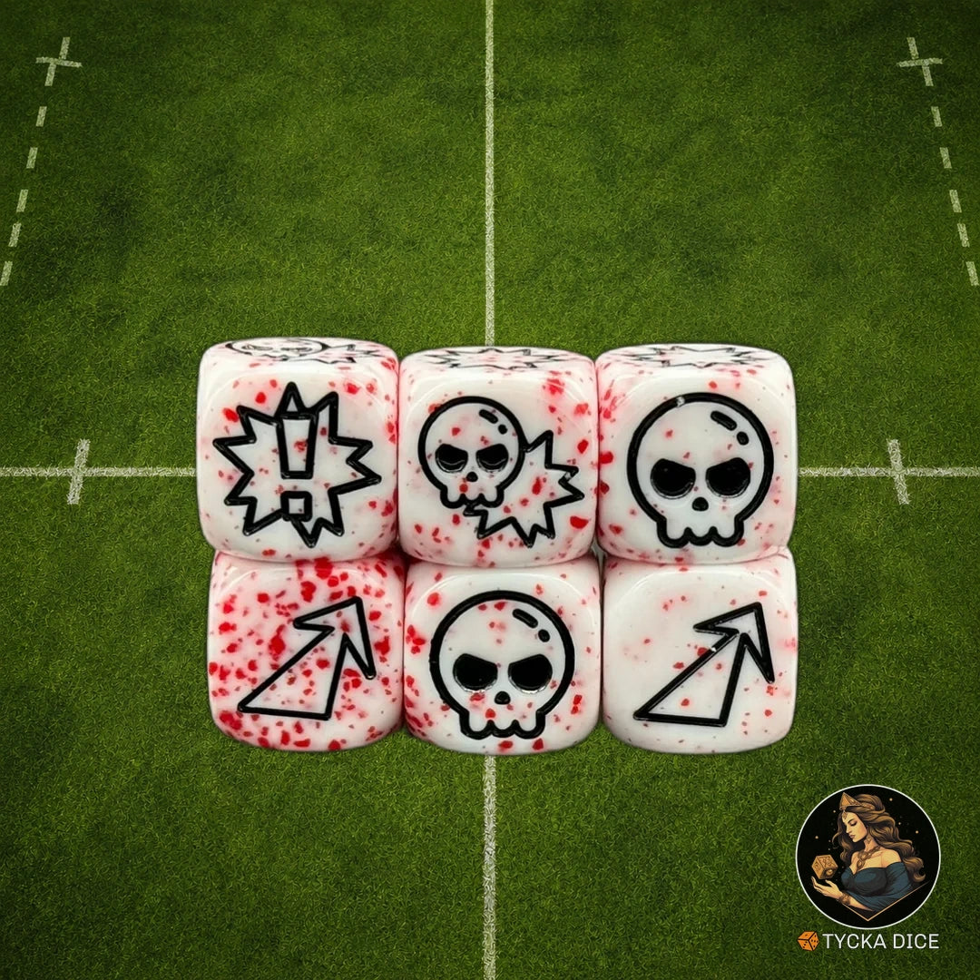 Fantasy Football Dice White Bloodspatter - Attack Dice | TYCKA DICE