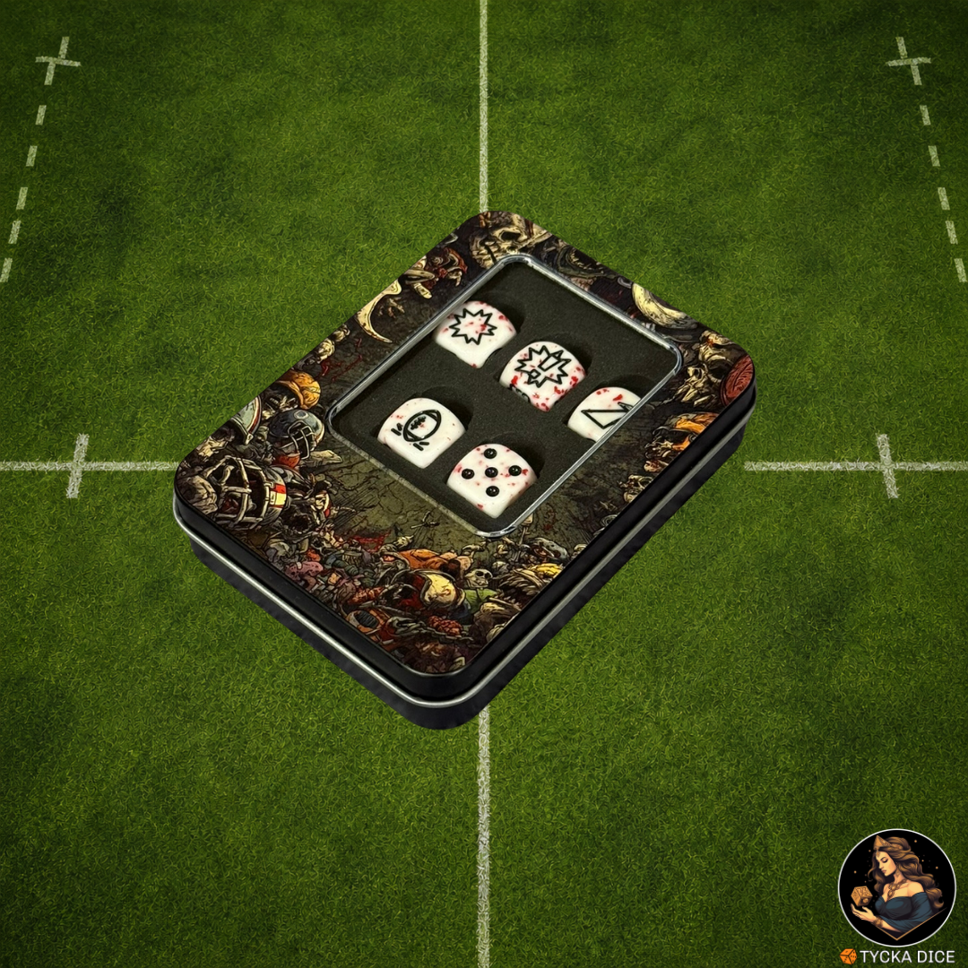 Fantasy Football Dice White Bloodspatter - Coach's Box | TYCKA DICE