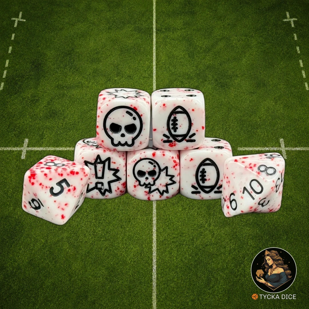 Fantasy Football Dice White Bloodspatter - Complete Set | TYCKA DICE