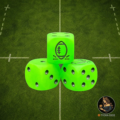 Fantasy Football Dice Fluorescent Matte Green - D6 Dice | TYCKA DICE