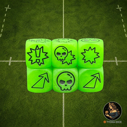 Fantasy Football Dice Fluorescent Matte Green - Attack Dice | TYCKA DICE