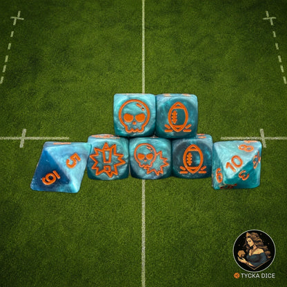 Fantasy Football Dice Matte Blue - Complete Set | TYCKA DICE