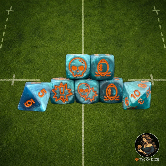 Fantasy Football Dice Matte Blue - Complete Set | TYCKA DICE