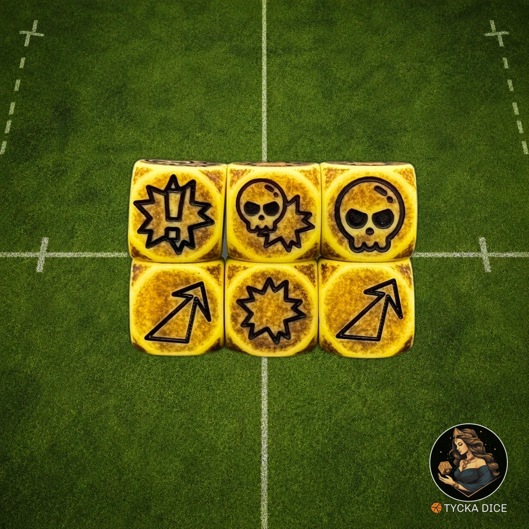 Fantasy Football Dice Antique Yellow - Attack Dice | TYCKA DICE