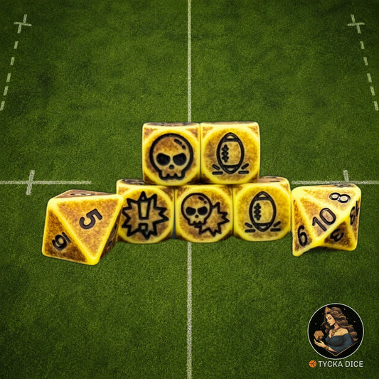 Fantasy Football Dice Antique Yellow - Complete Set | TYCKA DICE