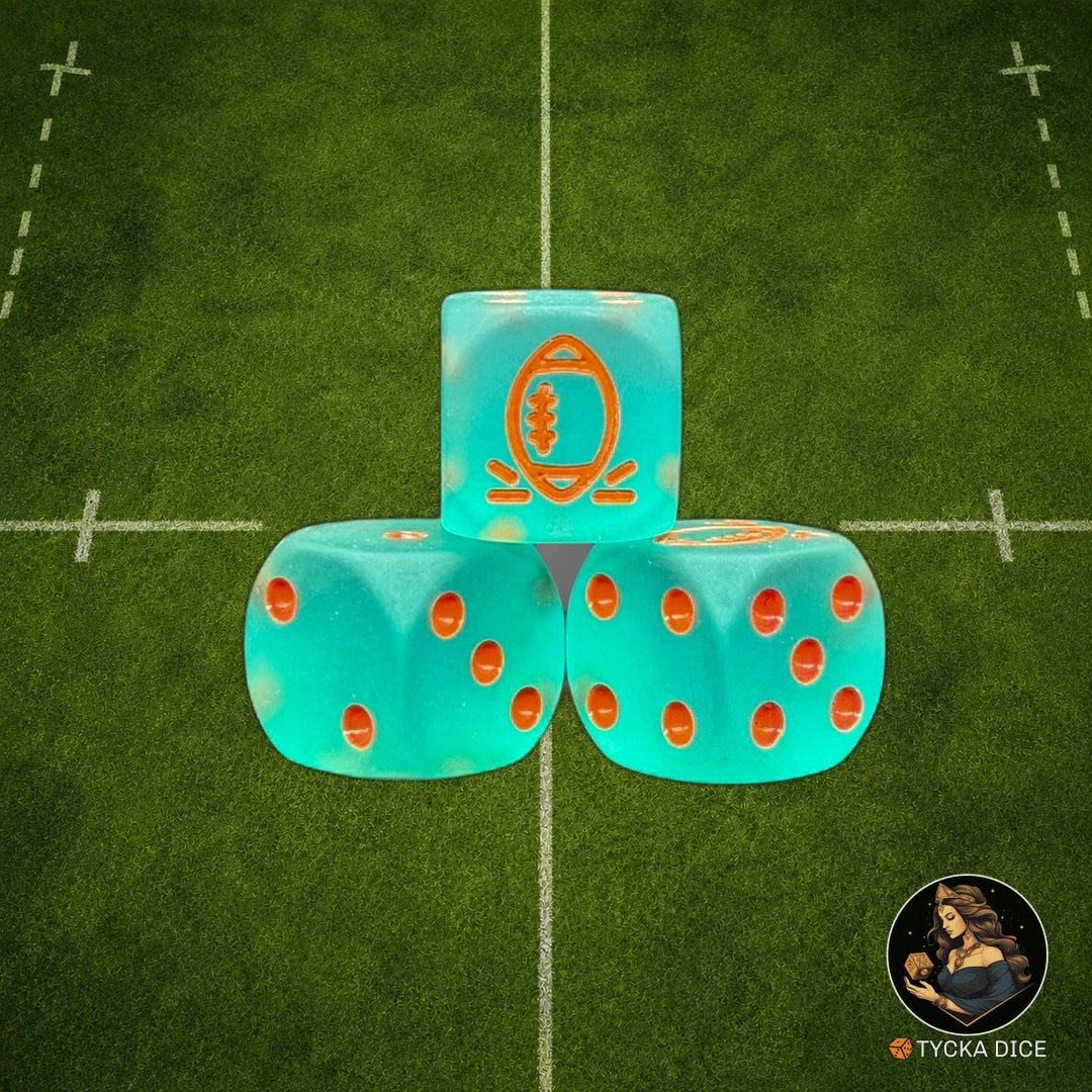 Fantasy Football Dice Translucid Matte Turquoise - D6 Dice | TYCKA DICE