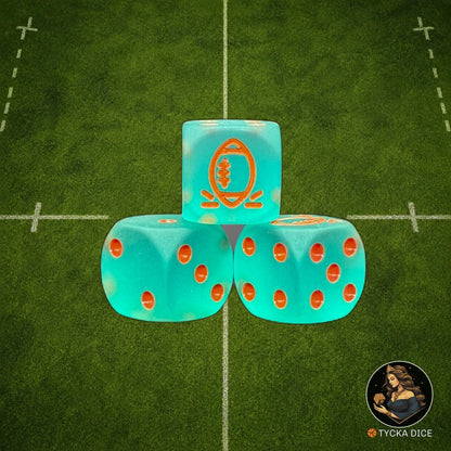 Fantasy Football Dice Translucid Matte Turquoise - D6 Dice | TYCKA DICE