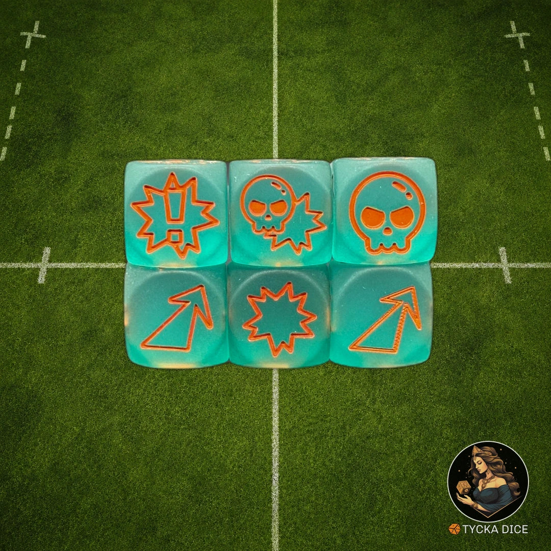 Fantasy Football Dice Translucid Matte Turquoise - Attack Dice | TYCKA DICE