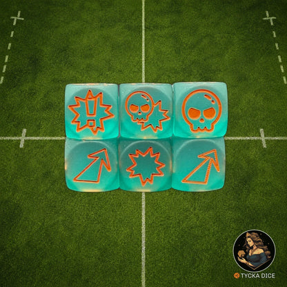 Fantasy Football Dice Translucid Matte Turquoise - Attack Dice | TYCKA DICE