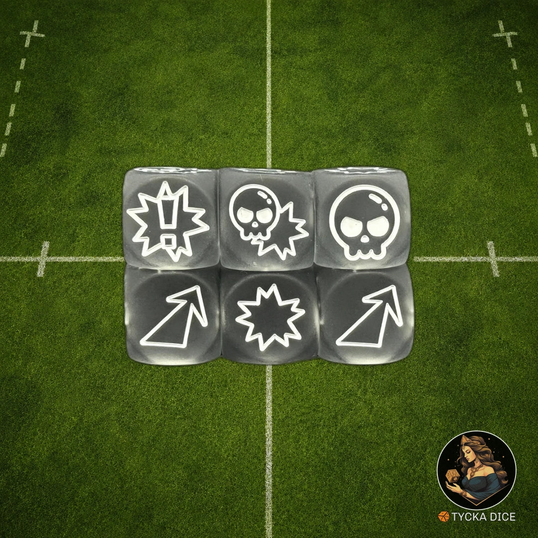 Fantasy Football Dice Translucid Matte Grey - Attack Dice | TYCKA DICE