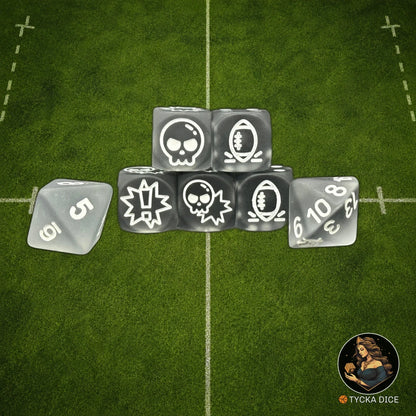 Fantasy Football Dice Translucid Matte Grey - Complete Set | TYCKA DICE