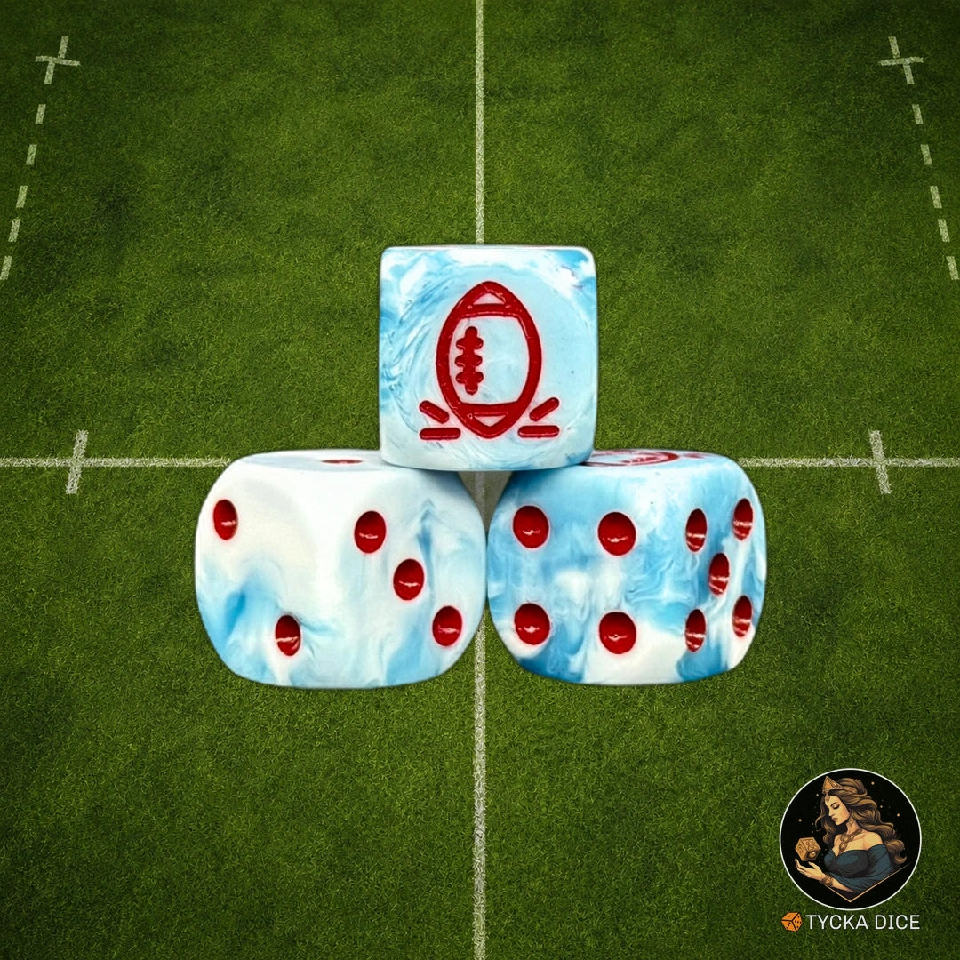Fantasy Football Dice Matte Blue and White Mix - D6 Dice | TYCKA DICE