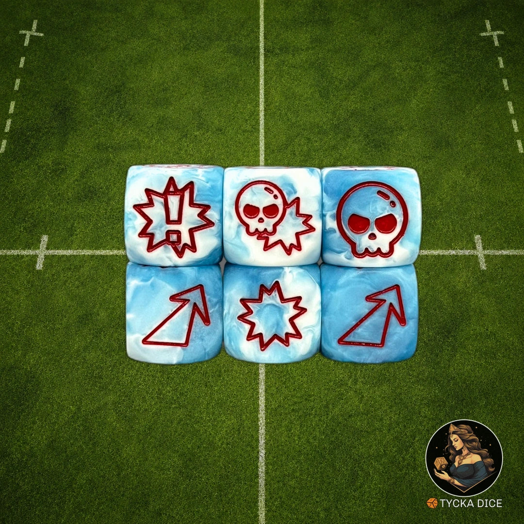 Fantasy Football Dice Matte Blue and White Mix - Attack Dice | TYCKA DICE