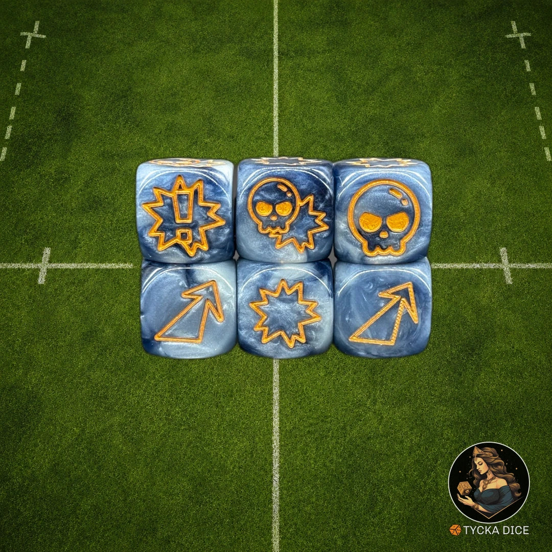 Fantasy Football Dice Blue Grey - Attack Dice | TYCKA DICE
