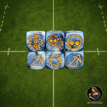 Fantasy Football Dice Blue Grey - Attack Dice | TYCKA DICE
