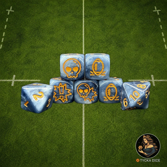 Fantasy Football Dice Blue Grey - Complete Set | TYCKA DICE