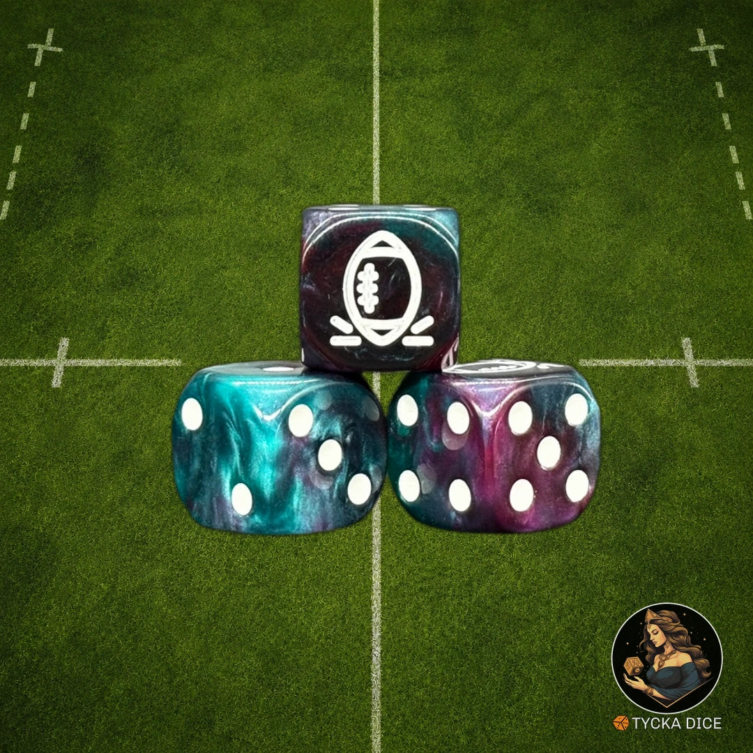 Fantasy Football Dice Blue and Purple Mix - D6 Dice | TYCKA DICE