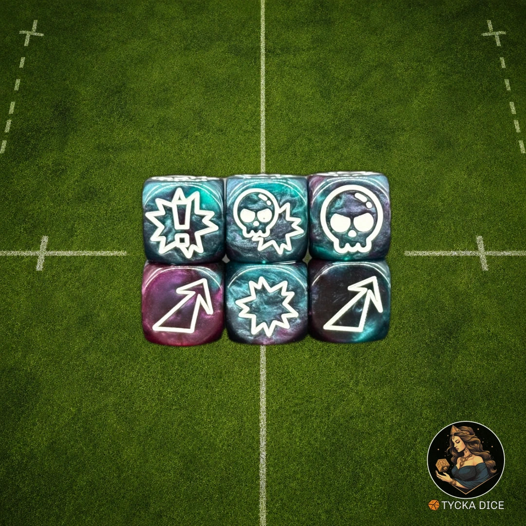 Fantasy Football Dice Blue and Purple Mix - Attack Dice | TYCKA DICE