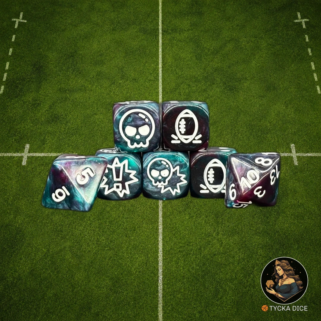 Fantasy Football Dice Blue and Purple Mix - Complete Set | TYCKA DICE