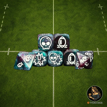 Fantasy Football Dice Blue and Purple Mix - Complete Set | TYCKA DICE