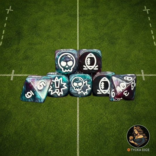 Fantasy Football Dice Blue and Purple Mix - Complete Set | TYCKA DICE