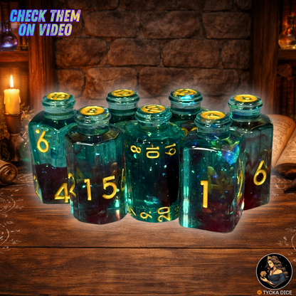 Potion Dice Antidote RPG Dice Set - Row View | TYCKA DICE