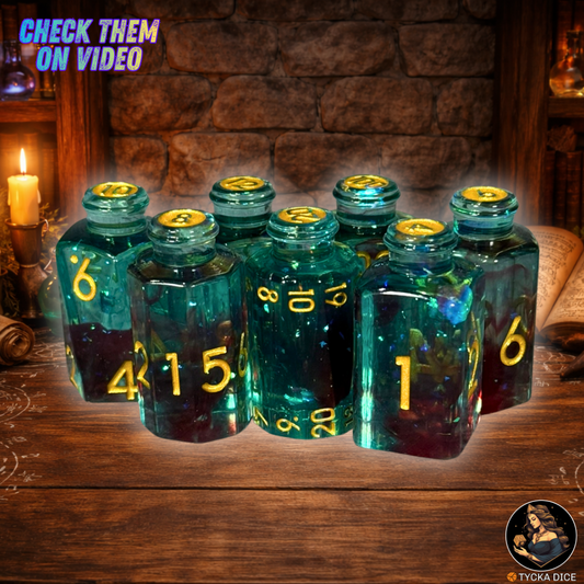 Potion Dice Antidote RPG Dice Set - Row View | TYCKA DICE
