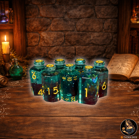 Potion Dice Antidote RPG Dice Set - Row View | TYCKA DICE