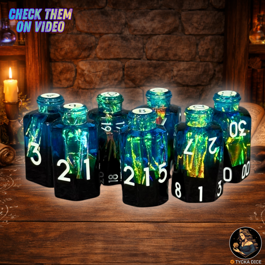 Potion Dice Abyss RPG Dice Set - Row View | TYCKA DICE