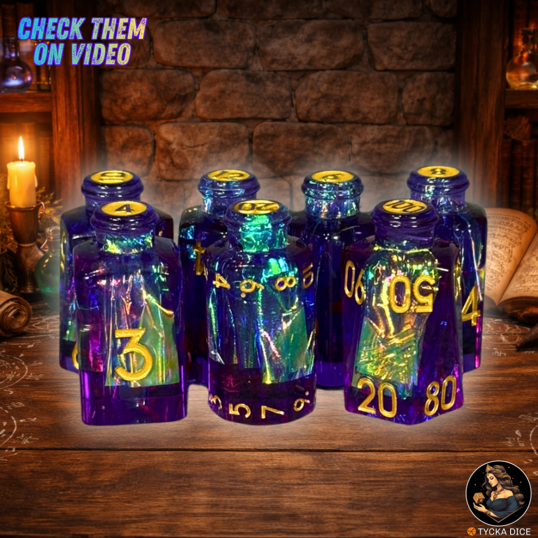 Potion Dice Arcane RPG Dice Set - Row View | TYCKA DICE