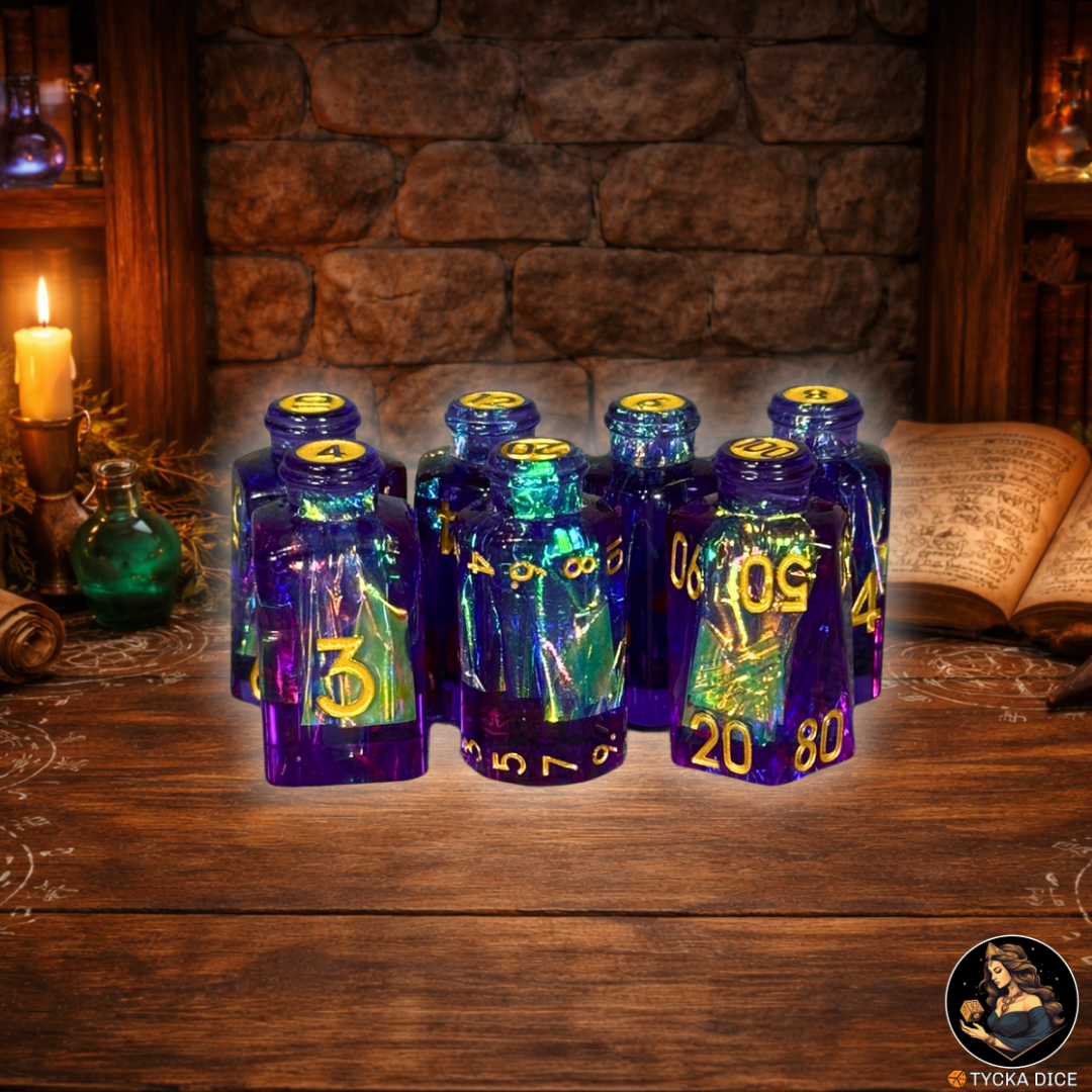 Potion Dice Arcane RPG Dice Set - Row View | TYCKA DICE