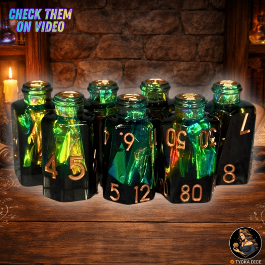 Potion Dice Venom RPG Dice Set - Row View | TYCKA DICE